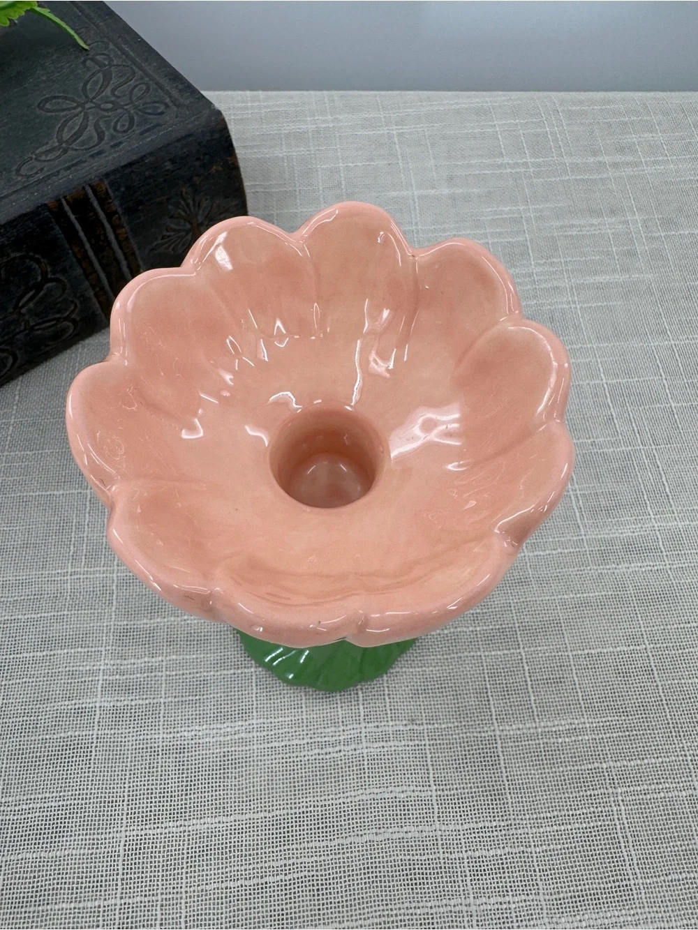 Pink Flower Candlestick Holder Cottagecore Floral Grandmacore